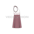 Kids girl frock, sequin flat sketch, front view