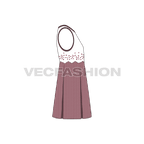Kids girl frock, sequin flat sketch, front view