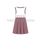 Kids girl frock, sequin flat sketch, side view
