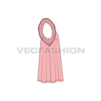 Kids girl frock, armhole ruffle flat sketch, side view