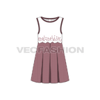Kids girl frock, sequin flat sketch, croqui sketch