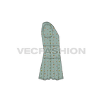 Kids girl frock dress flat sketch, side view