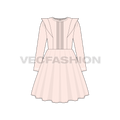 Kids girl party dress, lace flat sketch, front view