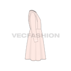 Kids girl party dress, lace flat sketch, side view