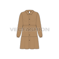 Kids girl shirt dress flat sketch, front view