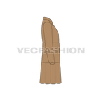 Kids girl shirt dress flat sketch, side view