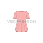 Kids girl short dress flat sketch, back view