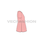 Kids girl short dress flat sketch, side view