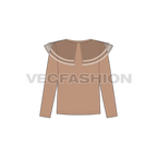 Kids girl stylish shirt flat sketch, back view