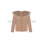 Kids girl stylish shirt flat sketch, front view