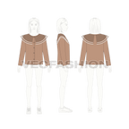 Kids girl stylish shirt flat sketch, croqui sketch