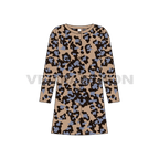 Kids girls animal print dress flat sketch, front view