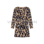 Kids girls animal print dress flat sketch, back view