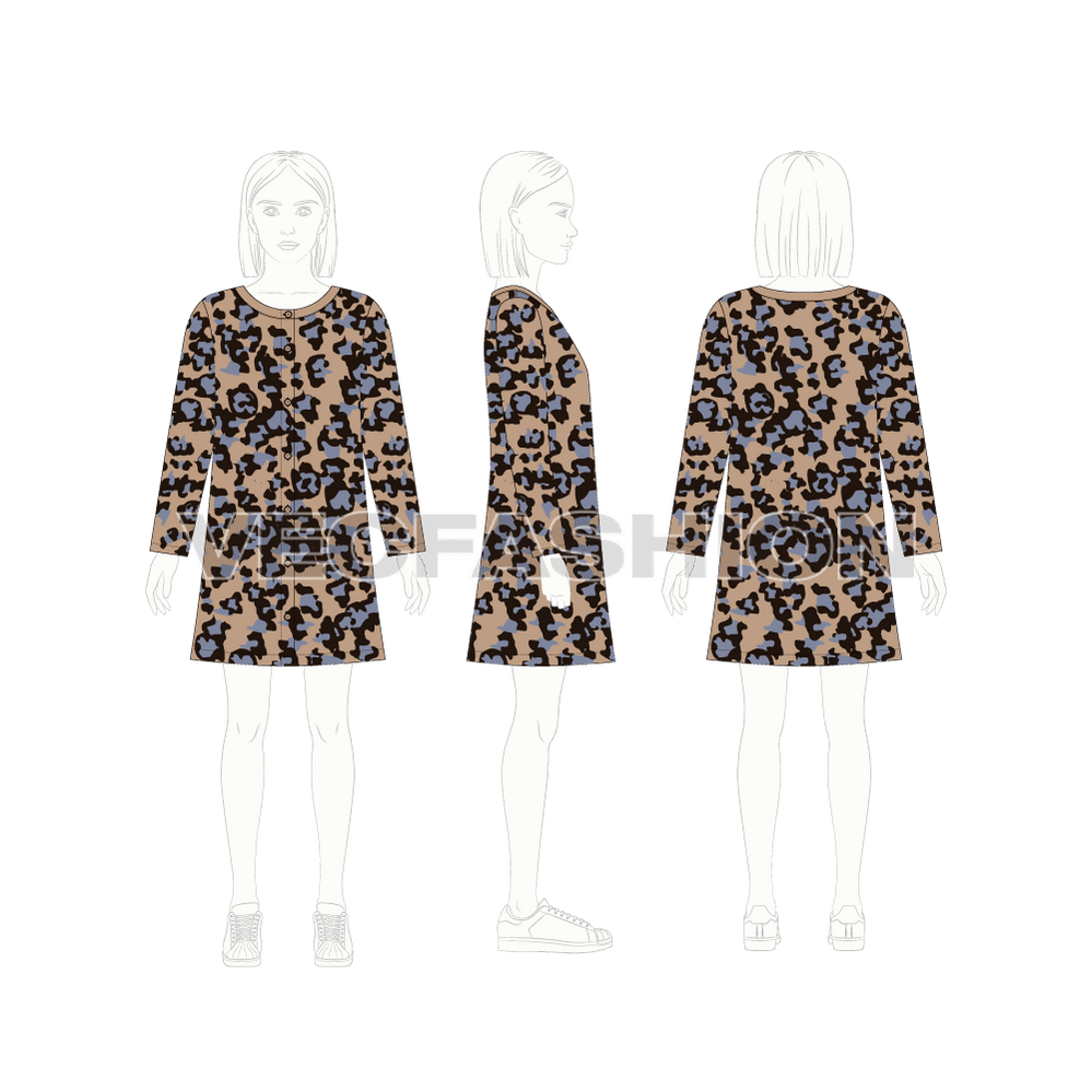 Kids Girls Animal Print Dress VecFashion