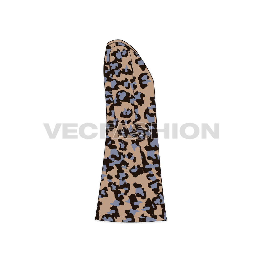 Kids girls animal print dress flat sketch, side view