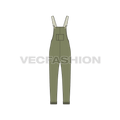 Kids girls dungaree flat sketch, front view