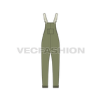 Kids girls dungaree flat sketch, front view