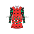 Kids girls floral dress flat sketch, front view