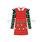 Kids girls floral dress flat sketch, front view