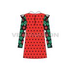 Kids girls floral dress flat sketch, back view