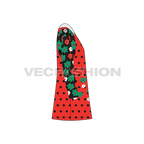 Kids girls floral dress flat sketch, side view