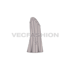 Kids girls frock, pinstripe flat sketch, side view