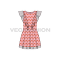 Kids girls frock, fairy wing flat sketch, front view