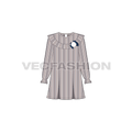 Kids girls frock, pinstripe flat sketch, front view