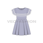 Kids girls frock, lilac lace flat sketch, front view