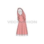 Kids girls frock, fairy wing flat sketch, side view