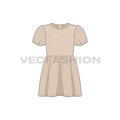 Kids girls frock dress flat sketch, front view