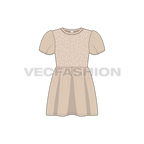 Kids girls frock dress flat sketch, front view