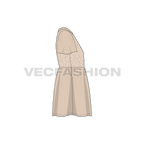 Kids girls frock dress flat sketch, side view