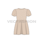 Kids girls frock dress flat sketch, back view