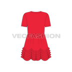 Kids girls layered dress flat sketch, back view