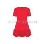 Kids girls layered dress flat sketch, front view