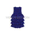 Kids girls layered frock flat sketch, front view