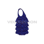 Kids girls layered frock flat sketch, side view