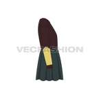 Kids girls patch work frock flat sketch, side view