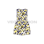 Kids girls printed frock flat sketch, back view