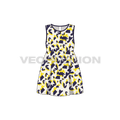 Kids girls printed frock flat sketch, front view