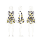 Kids girls printed frock flat sketch, croqui sketch