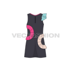 Kids girls ruffled dress flat sketch, back view