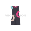 Kids girls ruffled dress flat sketch, front view