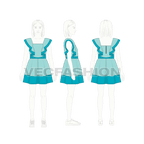 Kids girls sailors cut frock flat sketch, croqui sketch