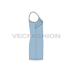 Kids girls strap-on dress flat sketch, side view