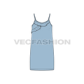 Kids girls strap-on dress flat sketch, front view