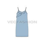 Kids girls strap-on dress flat sketch, front view