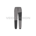 Kids girls streetwear joggers flat sketch, front view