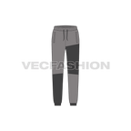 Kids girls streetwear joggers flat sketch, front view